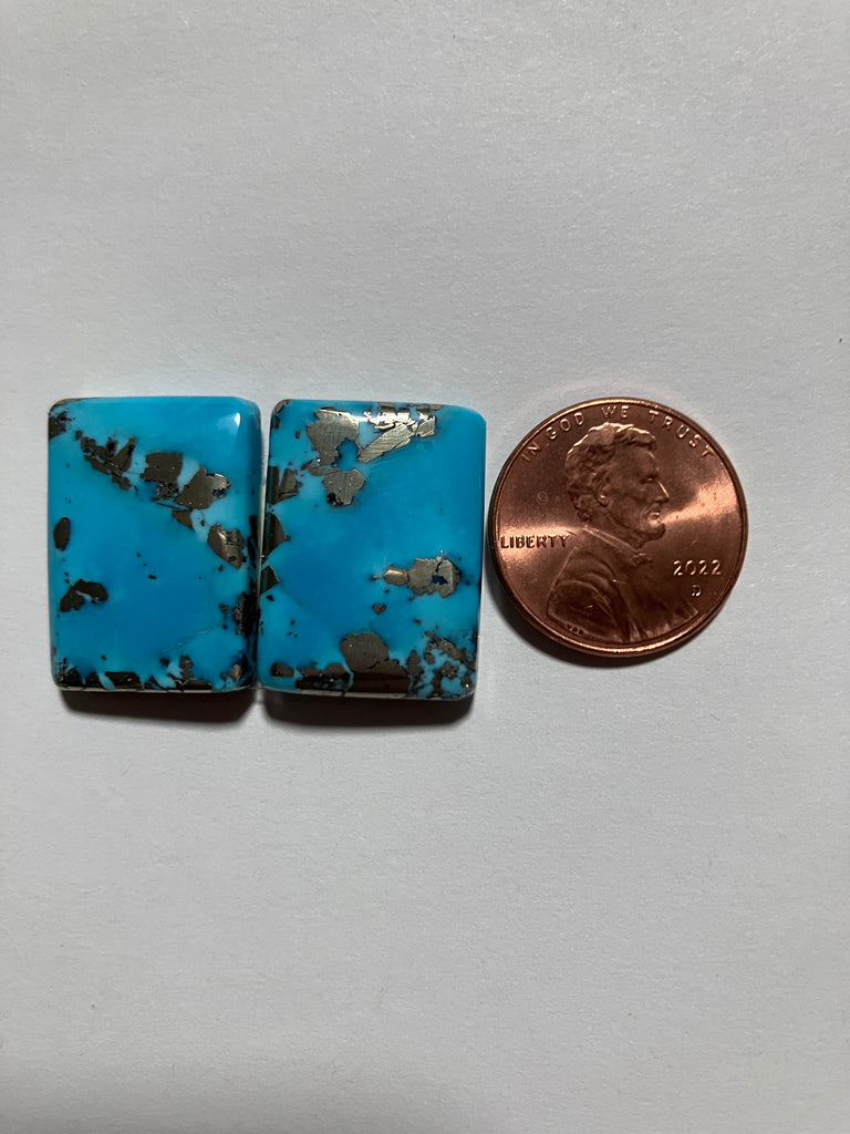 V 121 Kingman Sleeping Beauty Turquoise Pair with Pyrite