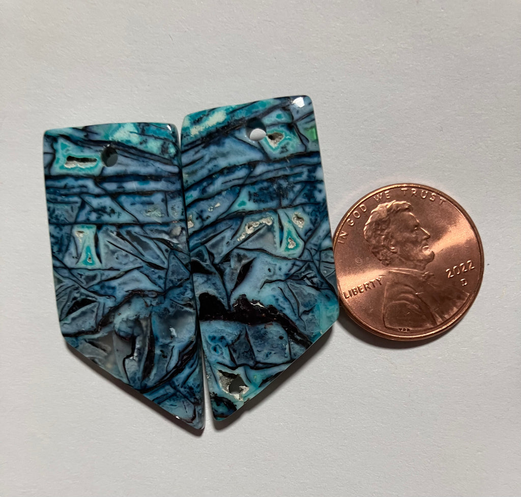 Blue Opal Native Copper / Drilled Stone