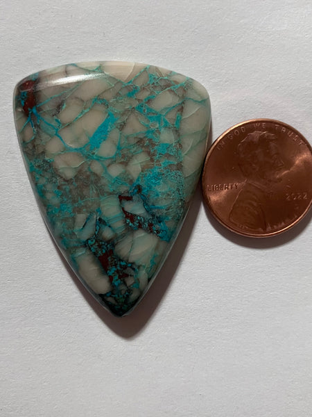 V 91 Lightening Bolt Chrysocolla Calcite Pendant