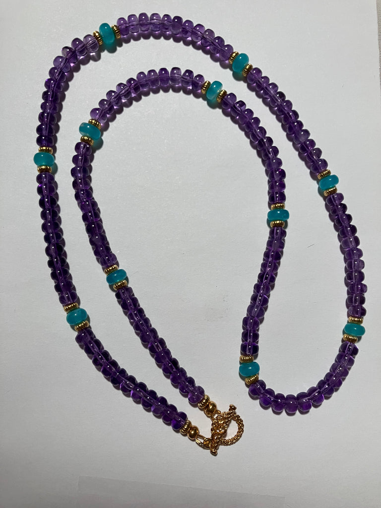 J 11 Amethyst/Amazonite 31" Strand Necklace