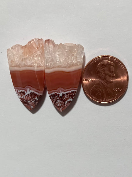 Z 43 Bi Color Agate with Drusy Pair