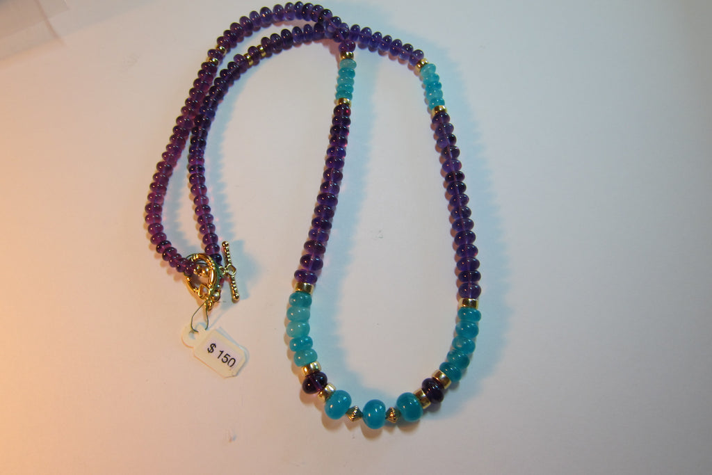 J 8 Amazonite and Amethyst Necklace