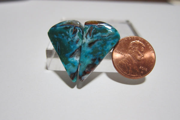 Blue Opal with Native Copper Pair V 214