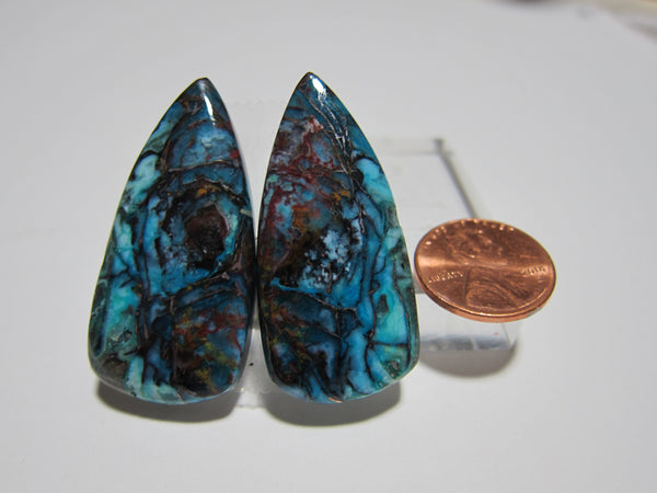 Blue Opal with Native Copper Pair V 278