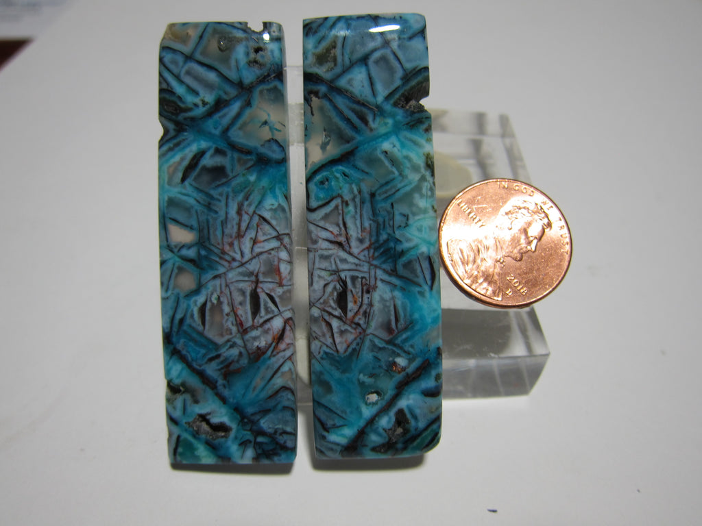 Blue Opal with Native Copper Pair V 283