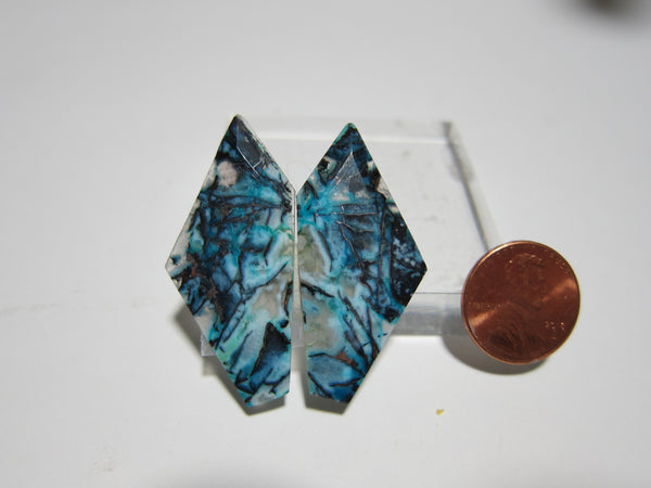 Blue Opal With Native Copper Pair V 300