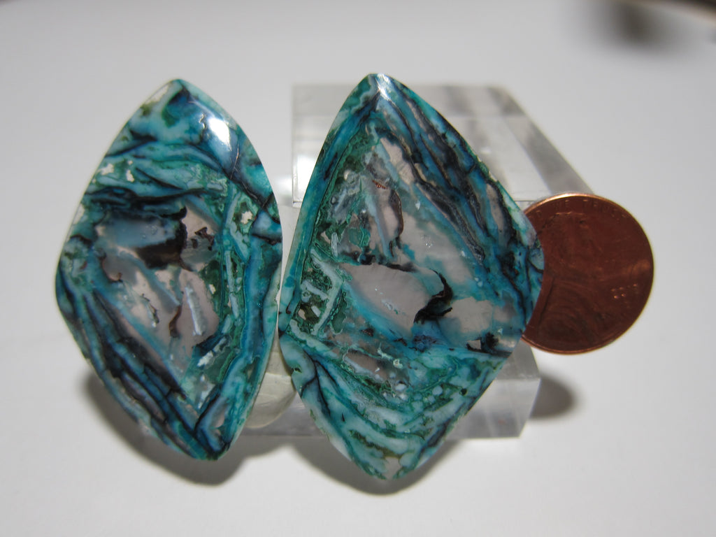 Blue Opal With Native Copper Pair V 308