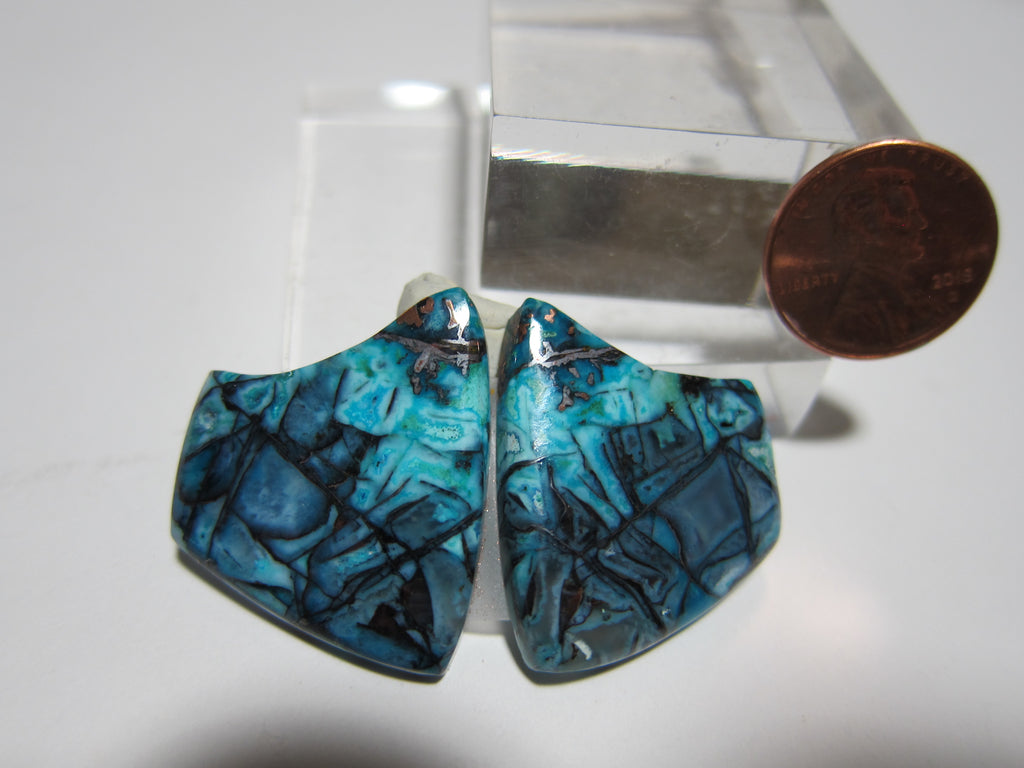 Blue Opal With Native Copper Pair V 311