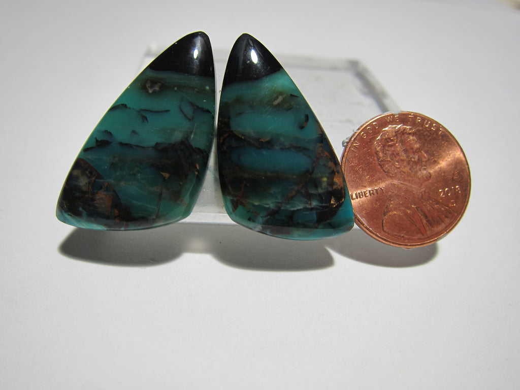 Blue Opal with Native Copper Pair V 339