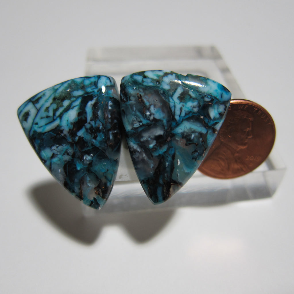 Blue Opal with Native Copper Pair V 401