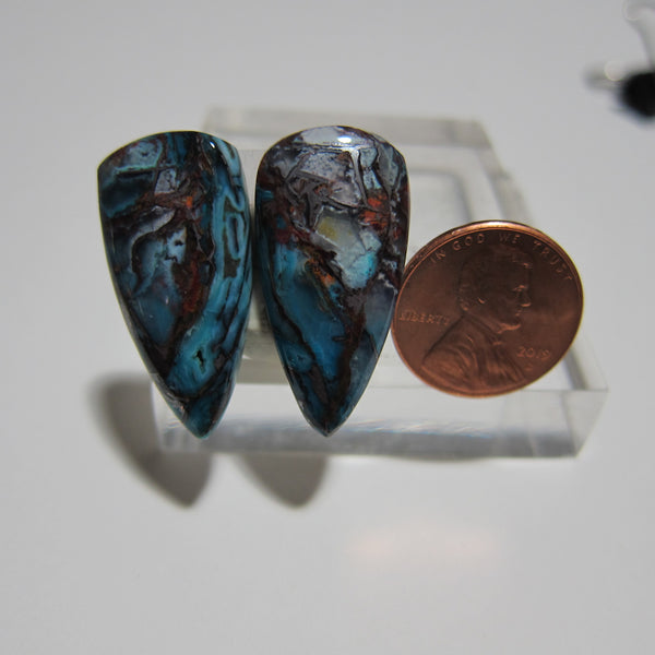 Blue Opal with Native Copper Pair V 405