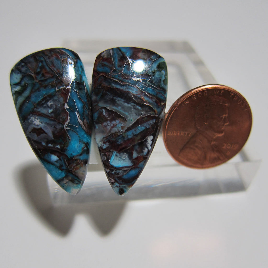 Blue Opal with Native Copper Pair V 406